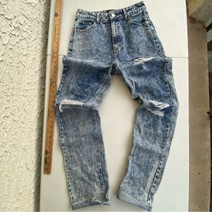 Pretty Little Thing Acid Wash Ultra High Rise  Jeans Straight Leg size 10 30